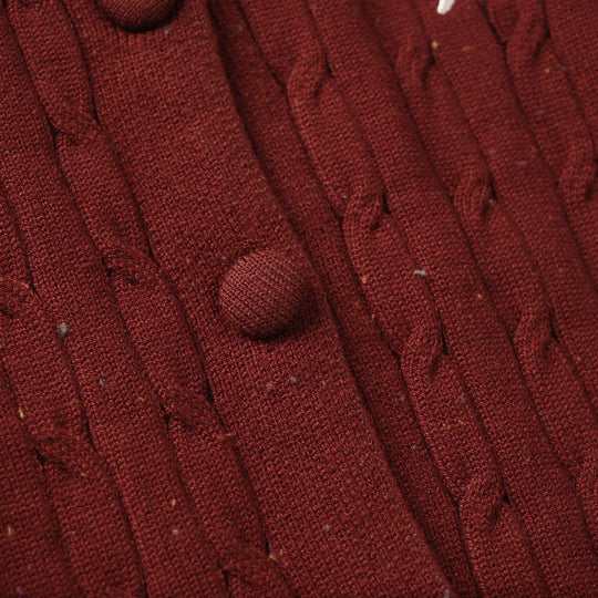 Infant Girls Acrylic Sweater-Stripe & Bow-MAROON