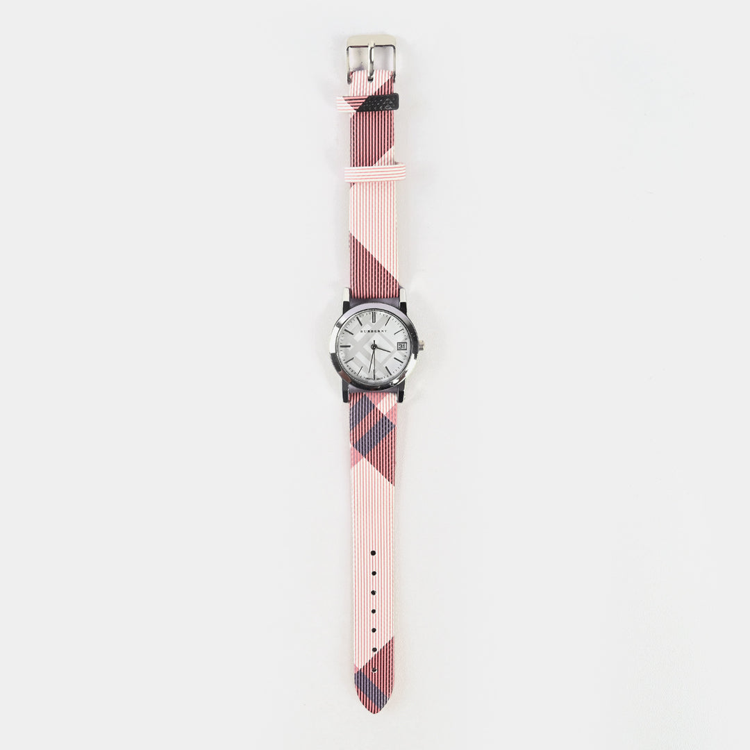 Stylish Check Strap Analog Wrist Watch For Girls