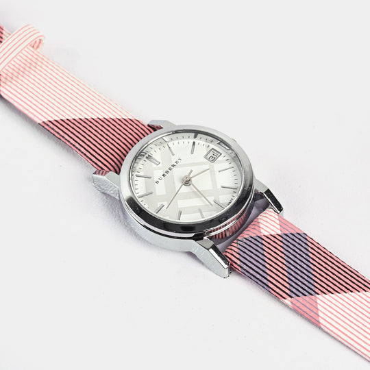 Stylish Check Strap Analog Wrist Watch For Girls