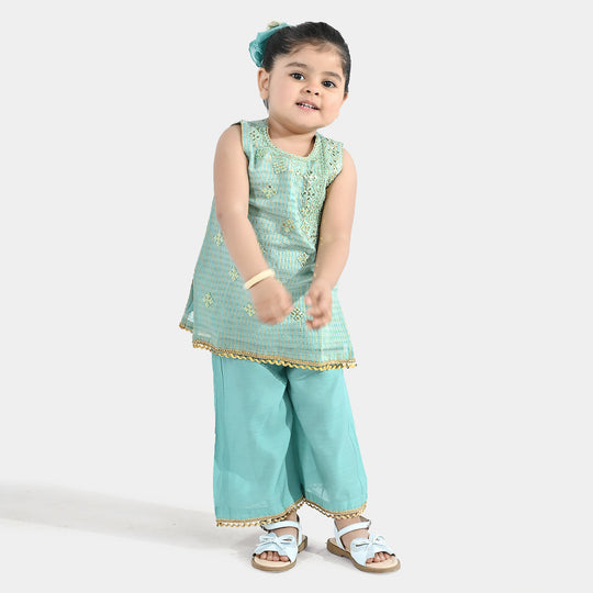 Infant Girls Jacquard 2 Piece Set (Glitter) - Mint Green