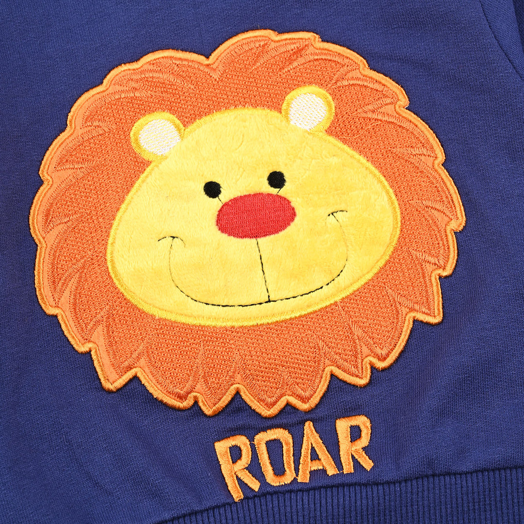 Infant Boys Cotton Terry Sweatshirt Roar-Navy Blue