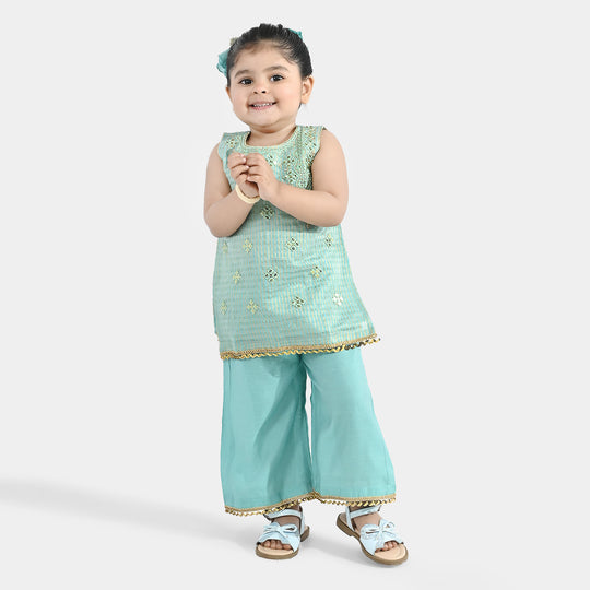 Infant Girls Jacquard 2 Piece Set (Glitter) - Mint Green