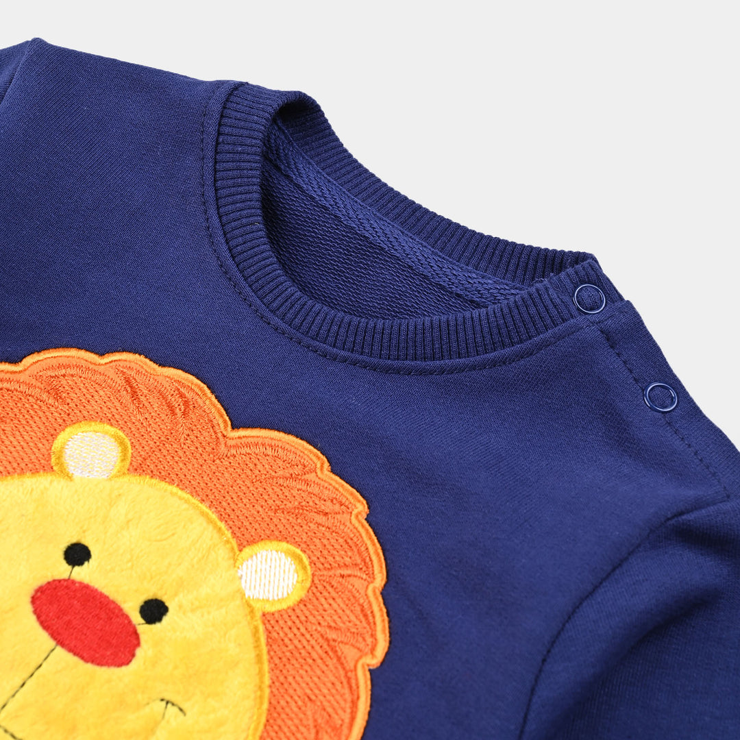 Infant Boys Cotton Terry Sweatshirt Roar-Navy Blue