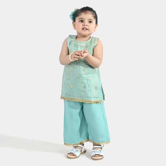 Infant Girls Jacquard 2 Piece Set (Glitter) - Mint Green