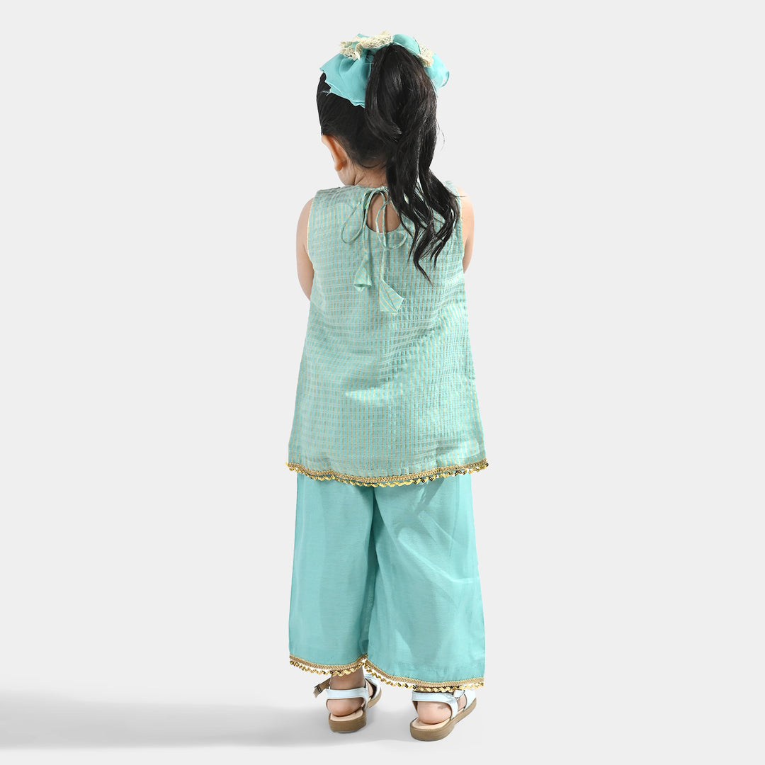 Infant Girls Jacquard 2 Piece Set (Glitter) - Mint Green