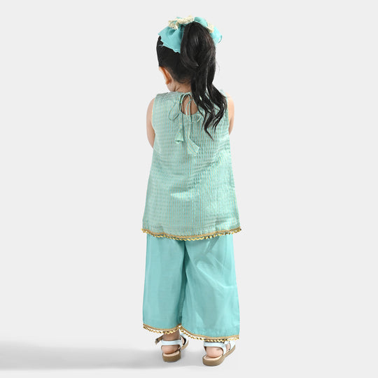 Infant Girls Jacquard 2 Piece Set (Glitter) - Mint Green