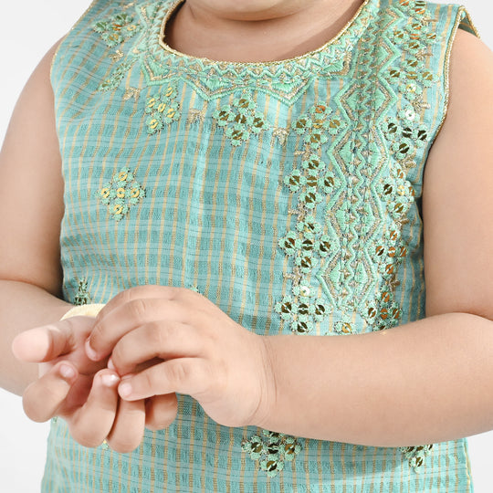 Infant Girls Jacquard 2 Piece Set (Glitter) - Mint Green