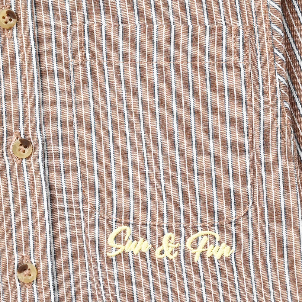 Boys Cotton Casual Shirt F/S Sun & Fun-BROWN