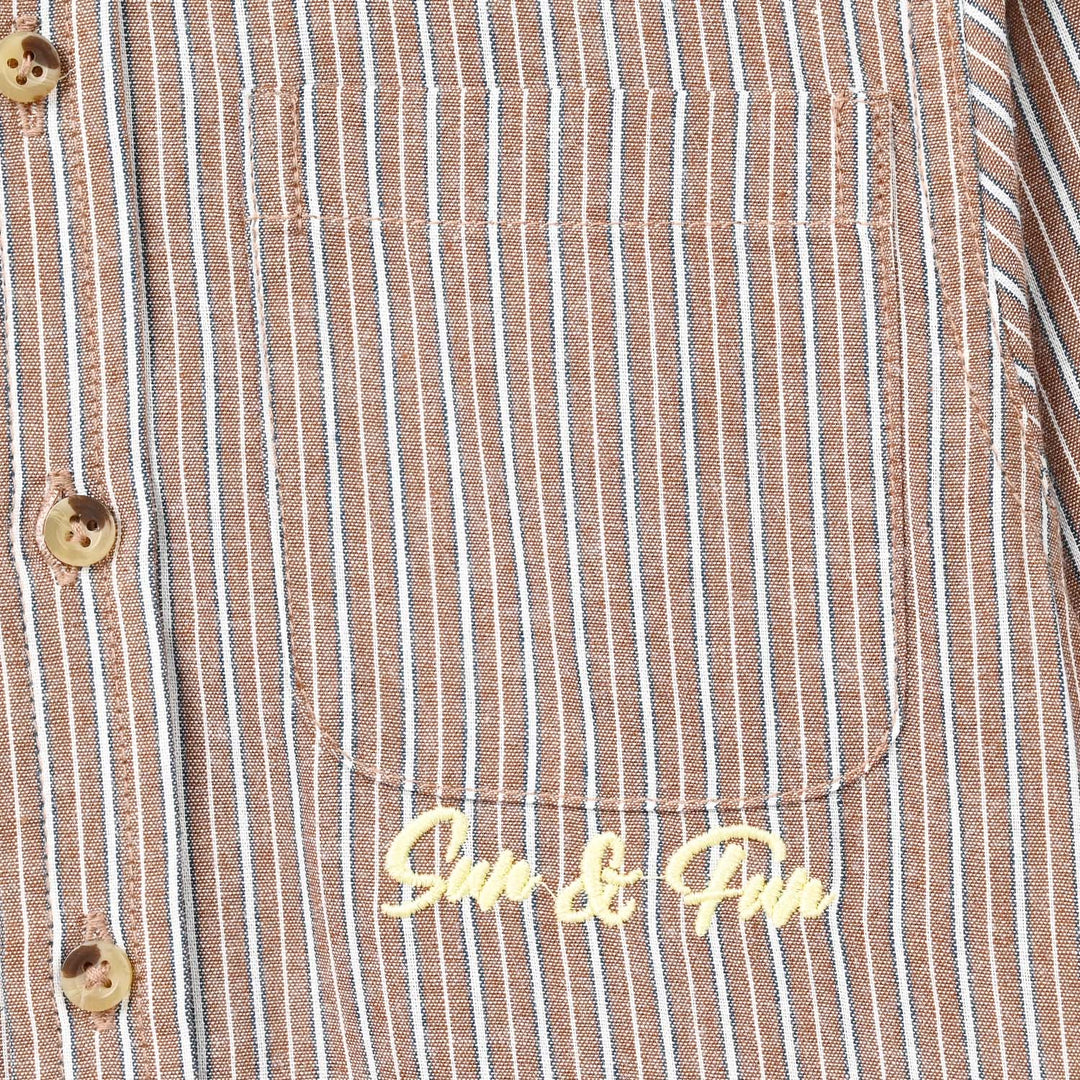 Boys Cotton Casual Shirt F/S Sun & Fun-BROWN