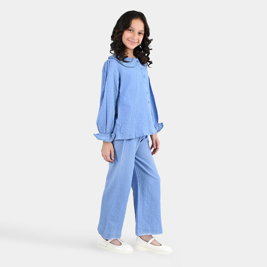 Girls Polyester Co-Ord Set Breeze - Steel Blue