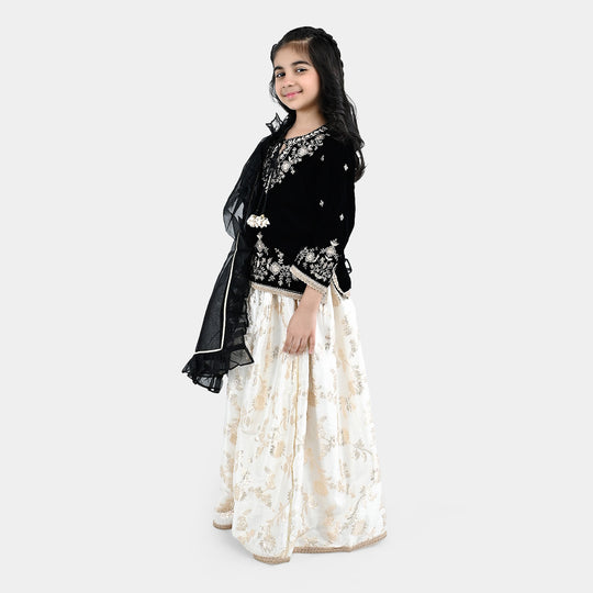 Girls Velvet 3Pcs Luxe Grace-BLACK