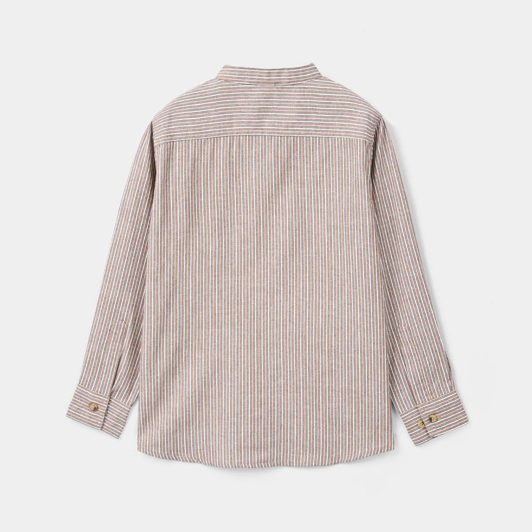 Boys Cotton Casual Shirt F/S Sun & Fun-BROWN