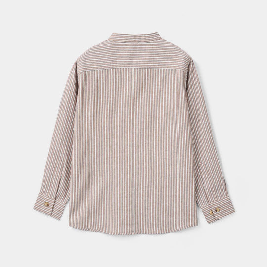 Boys Cotton Casual Shirt F/S Sun & Fun-BROWN