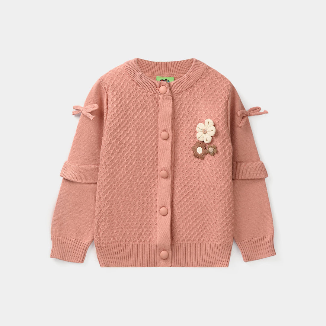 Infant Girls Acrylic Sweater-Textured-Peach