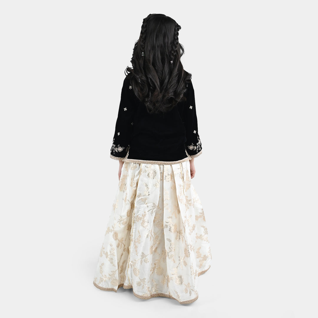 Girls Velvet 3Pcs Luxe Grace-BLACK