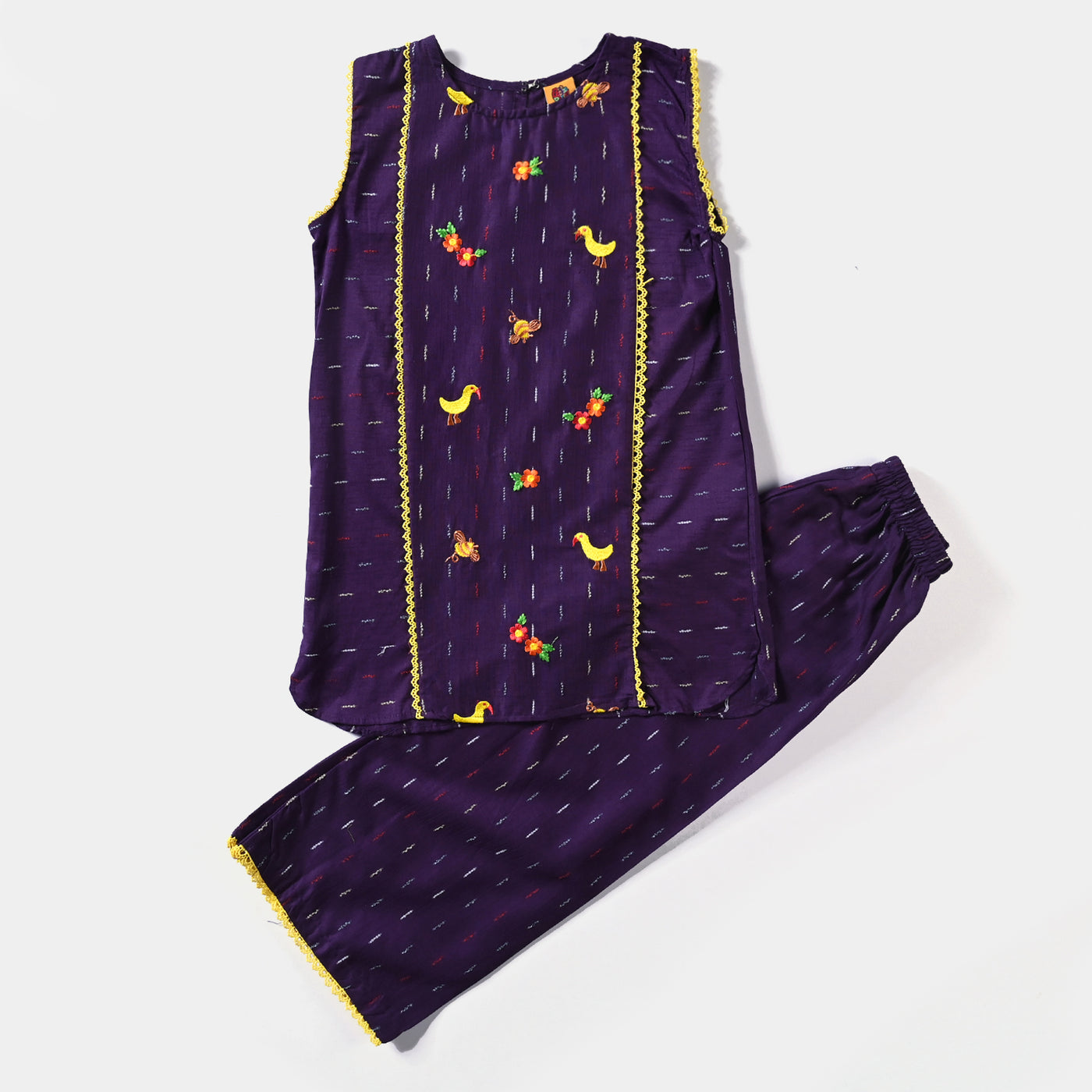 Girls Jacquard EMB 2PC Suit Little-Purple