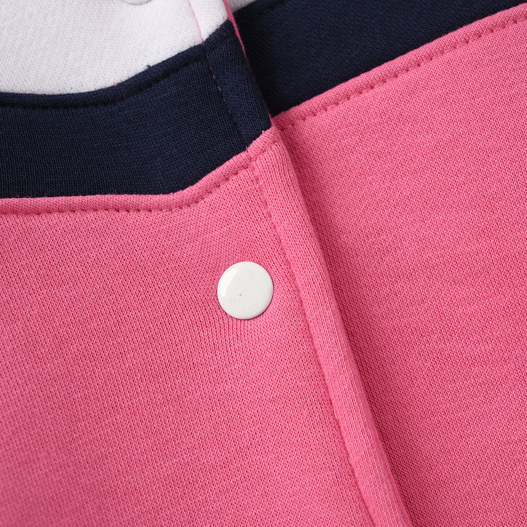 Girls Fleece Knitted Bomber Chevron-PINK