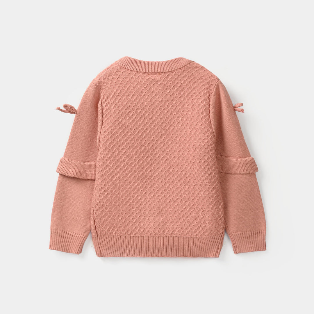 Infant Girls Acrylic Sweater-Textured-Peach