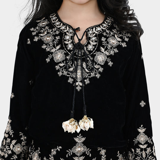 Girls Velvet 3Pcs Luxe Grace-BLACK