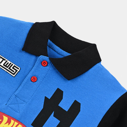 Boys Cotton PK Polo Hot Wheels-Blue/Black