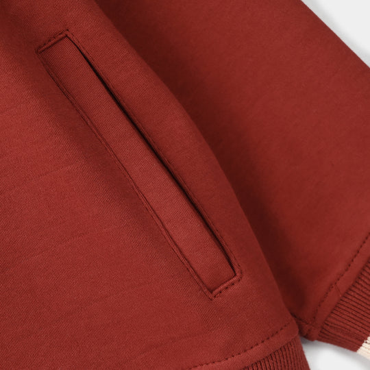 Girls Cotton Interlock Bomber Jacket Love - Red