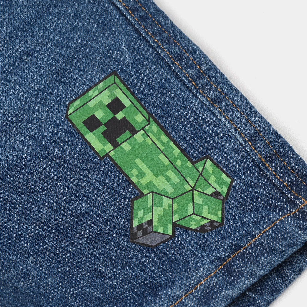 Boys Denim Rigid Shorts (Character) - Mid Blue