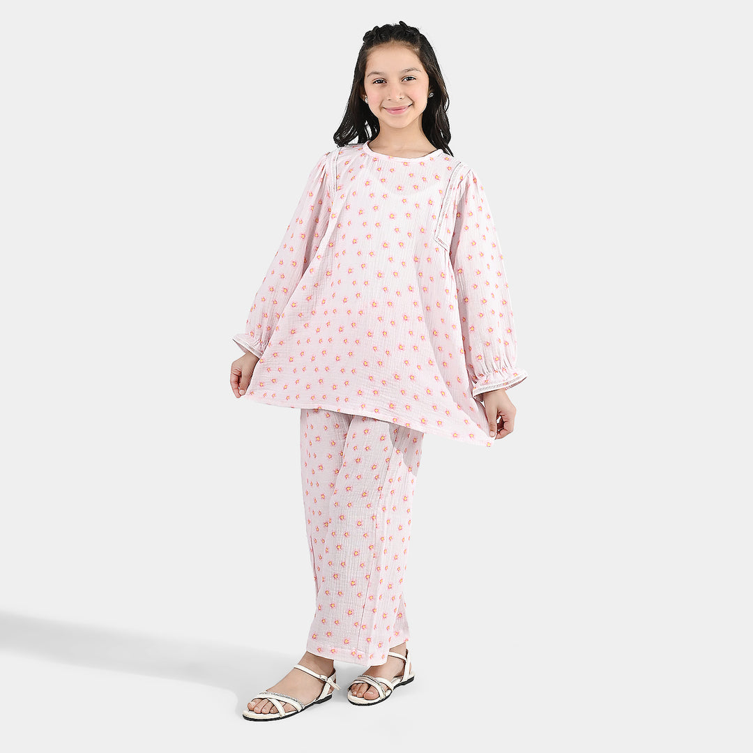 Girls Gauze Co-Ord Set (Orchid) - Baby Pink