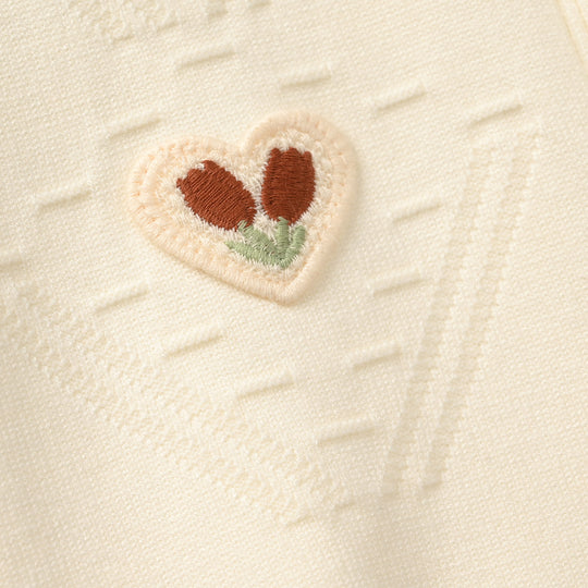 Infant Girls Acrylic Sweater-Pleated-Off White