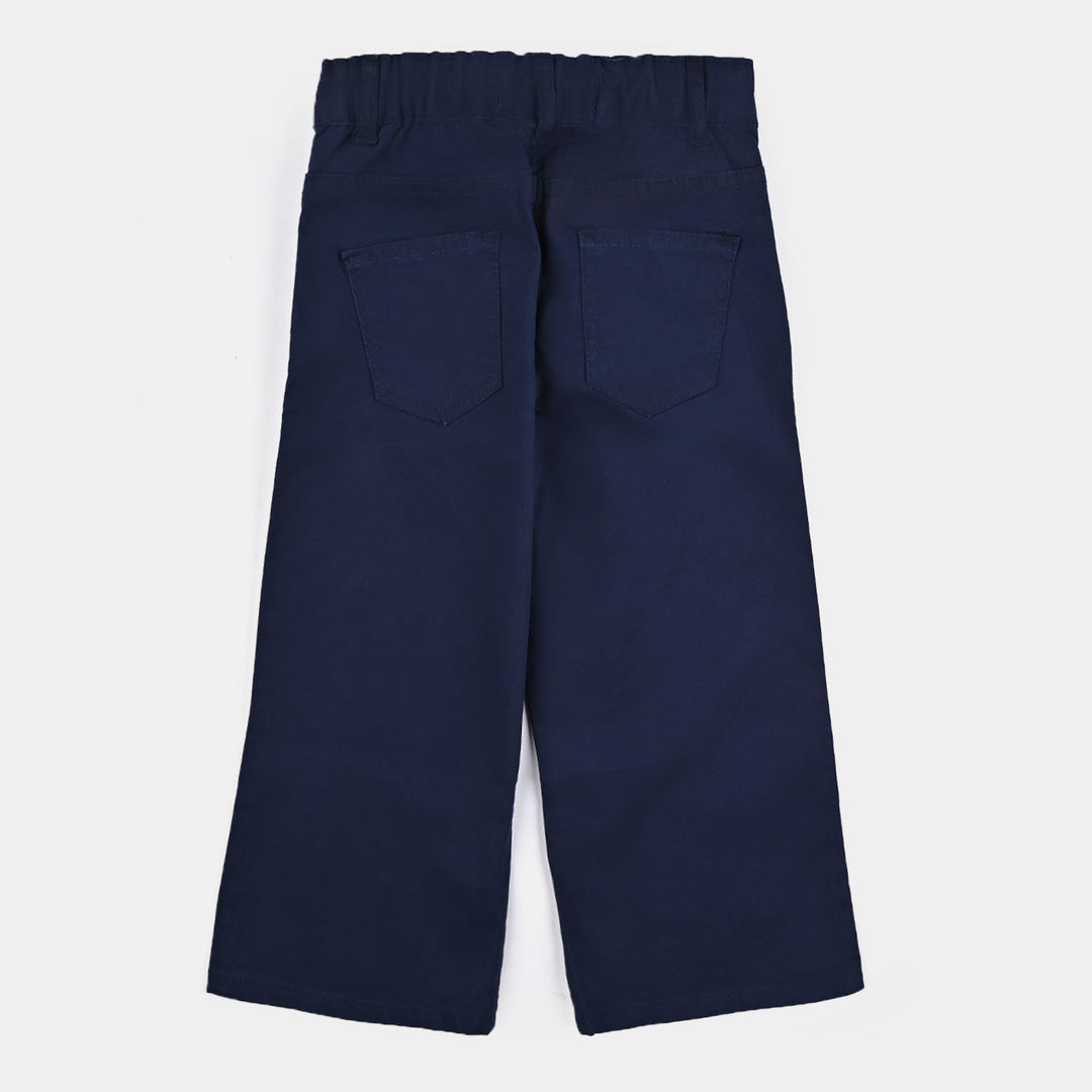 Girls Cotton Twill Pant Hearts & Studs-Navy Blue