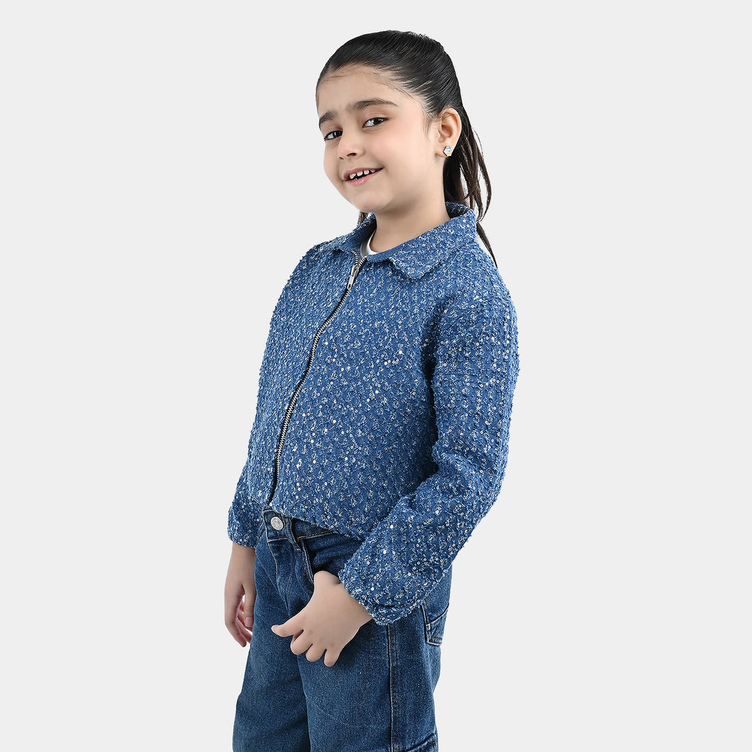 Girls Denim rigid Jacket Squence-LT.Blue