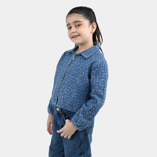 Girls Denim rigid Jacket Squence-LT.Blue