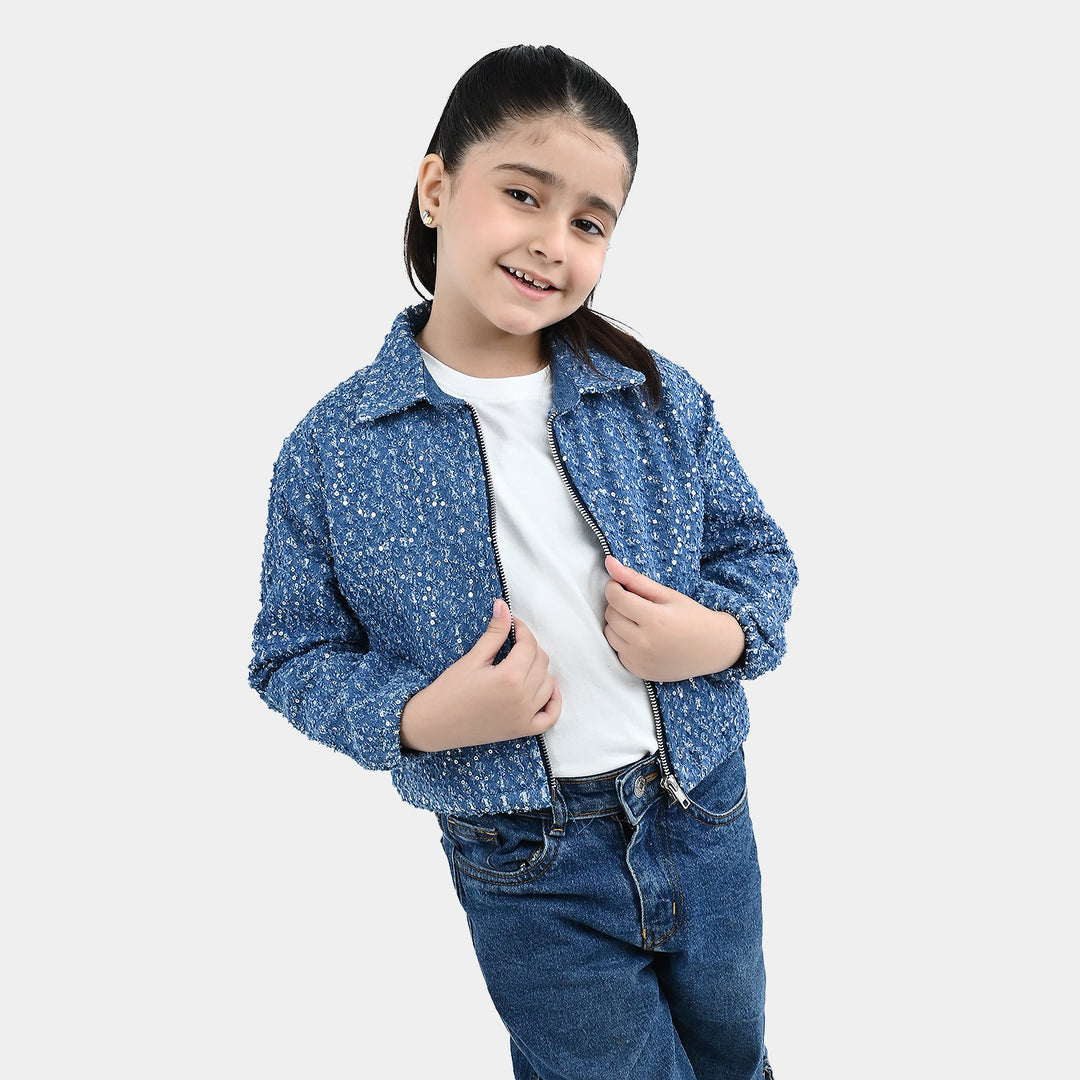 Girls Denim rigid Jacket Squence-LT.Blue