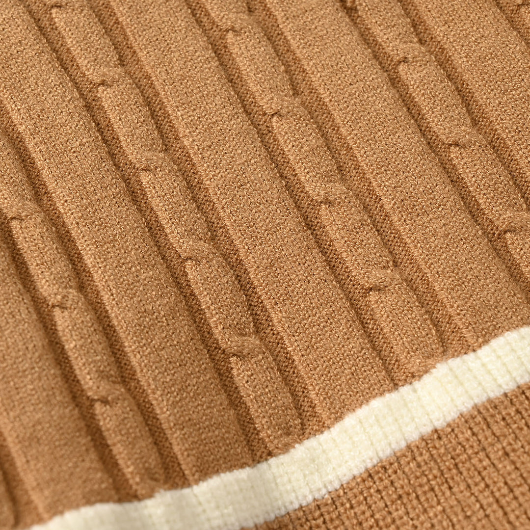 Infant Boys Acrylic Sweater-Stripe Mock Neck-Lt.Brown