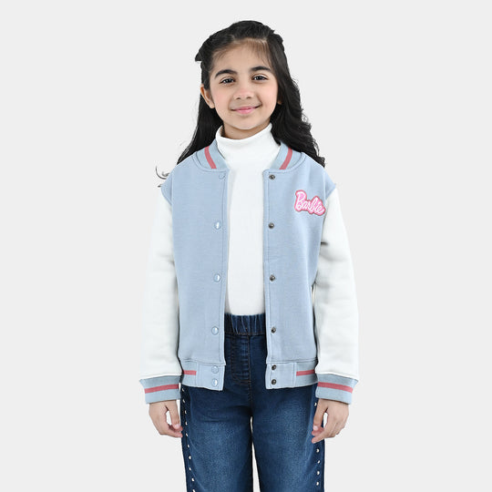 Girls Fleece Bomber Jacket Character-Blue.Fog
