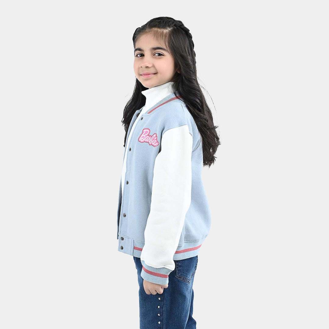 Girls Fleece Bomber Jacket Character-Blue.Fog