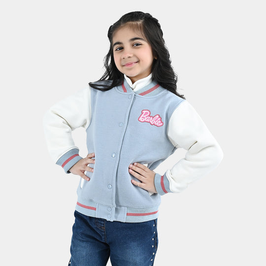 Girls Fleece Bomber Jacket Character-Blue.Fog