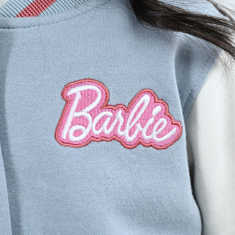 Girls Fleece Bomber Jacket Character-Blue.Fog