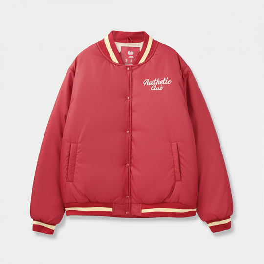 Teens Girls Puffer Jacket Aesthetic Club-Red.Dahlia