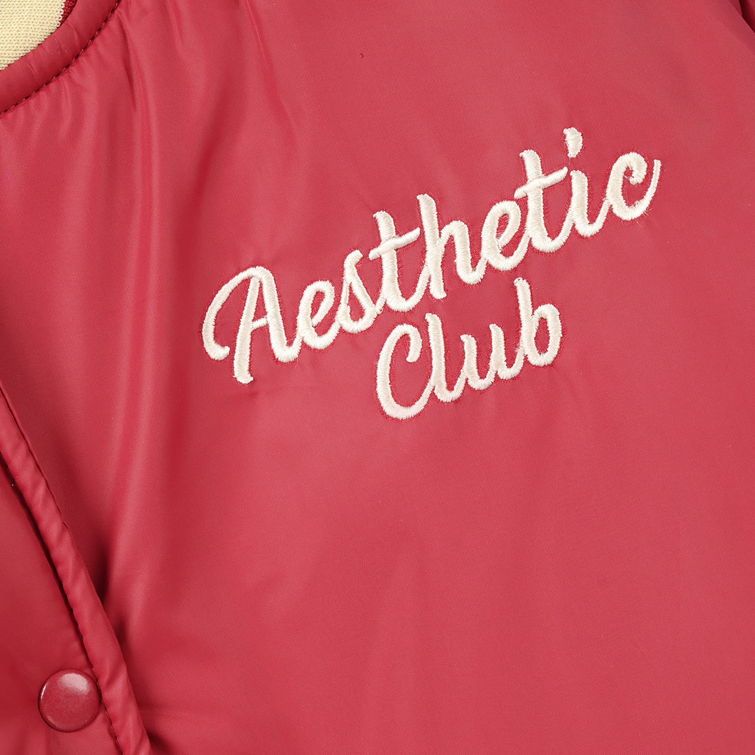 Teens Girls Puffer Jacket Aesthetic Club-Red.Dahlia