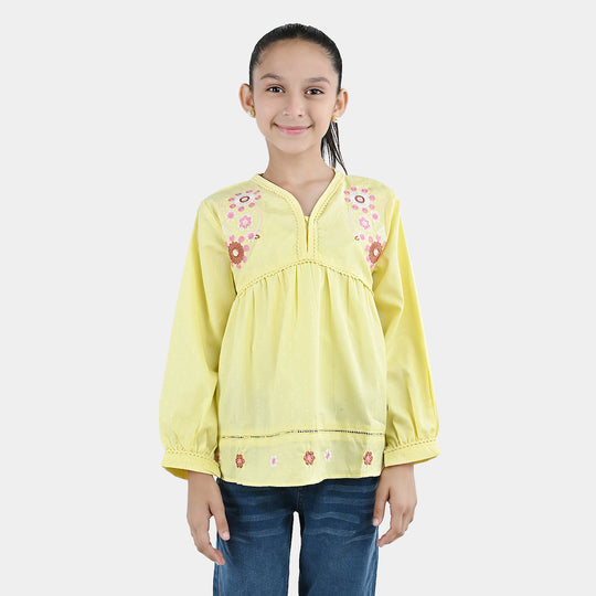 Girls Jacquard Emb Top Meadow-Yellow