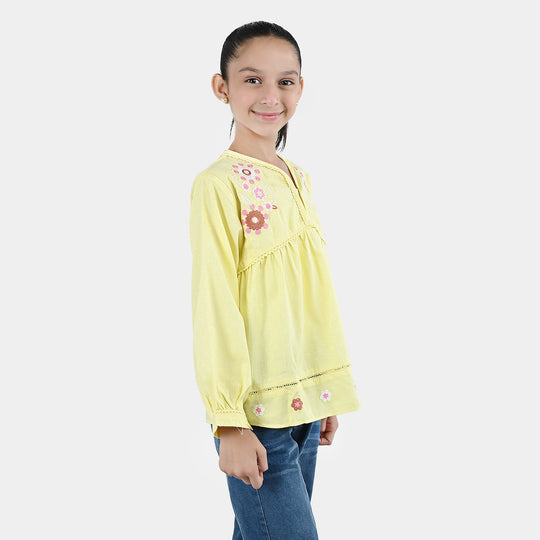 Girls Jacquard Emb Top Meadow-Yellow