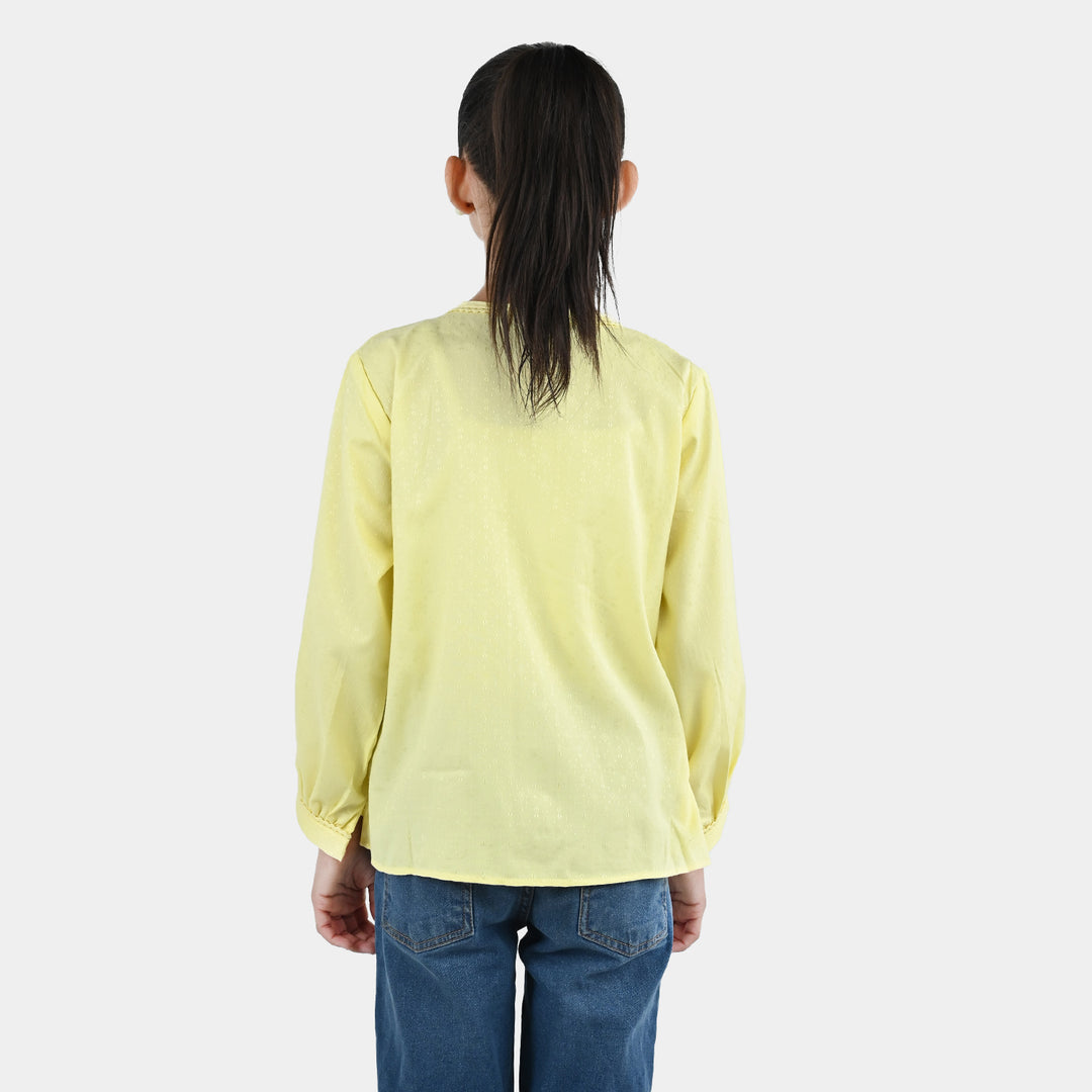 Girls Jacquard Emb Top Meadow-Yellow