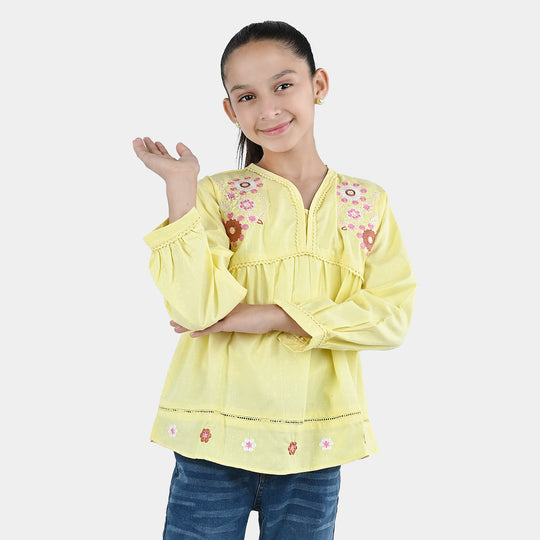 Girls Jacquard Emb Top Meadow-Yellow