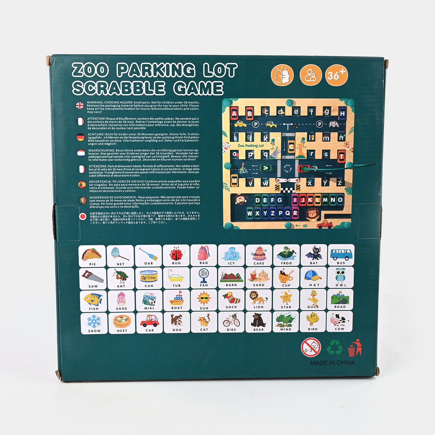 Wooden Zoo Parking Lot Scrabble Game