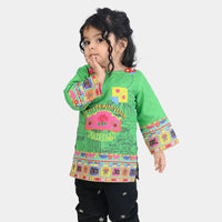 Infant Girls Cotton Printed Kurti Dill Sa Pakistan Ind-L.Green