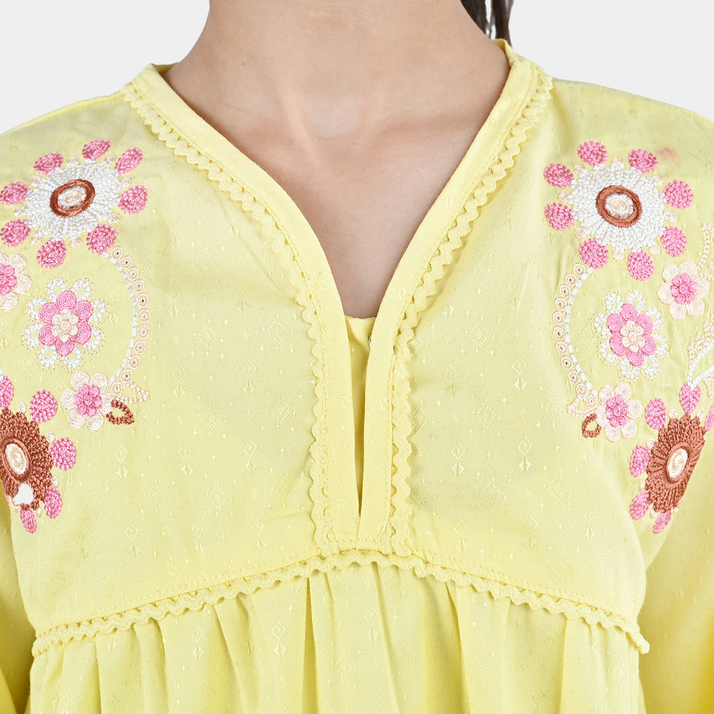 Girls Jacquard Emb Top Meadow-Yellow