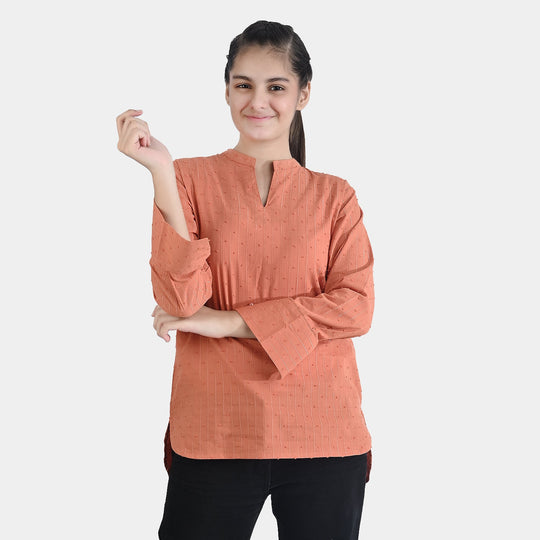 Teens Girls Poly Cotton Casual Top-Rust
