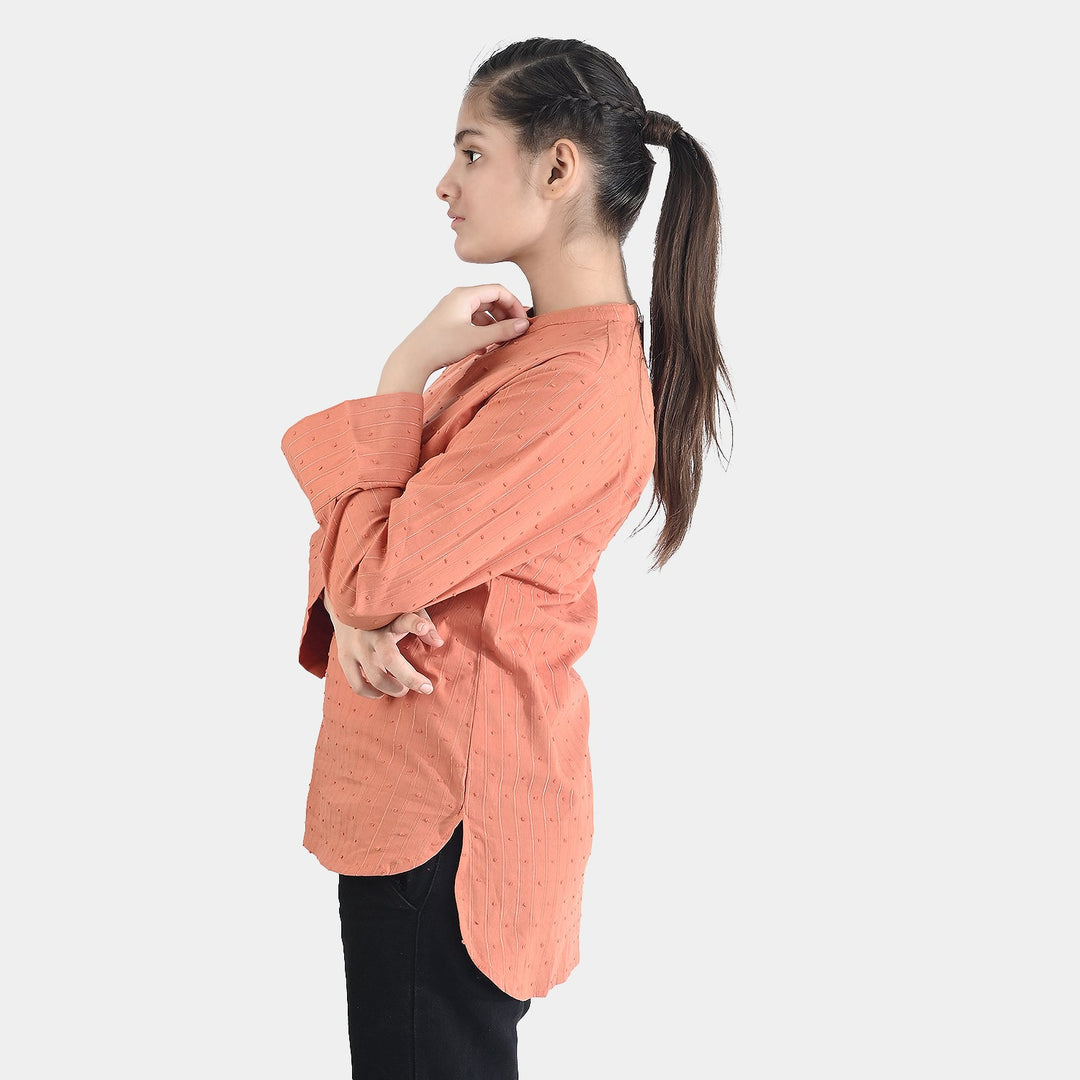 Teens Girls Poly Cotton Casual Top-Rust