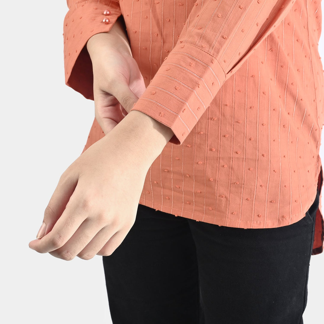 Teens Girls Poly Cotton Casual Top-Rust