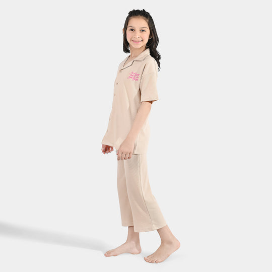 Girls Thermal Suit 2 Piece (Its A Great Time) - Brown